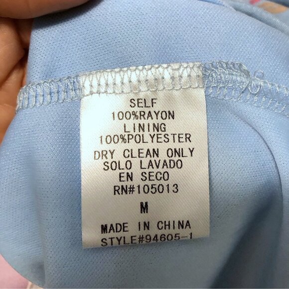 Andree By Unit Blue Pink Floral V-neck Dolman Sleeve Elastic Waist Dress M - Picture 9 of 9